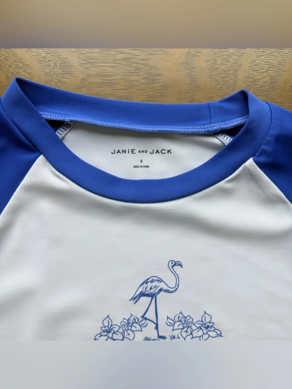 Janie and Jack Long-Sleeve Rash Guard - White & Blue size 5